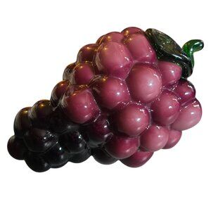 Vintage Handcrafted Glass Grape Cluster Sculpture Paperweight Decor